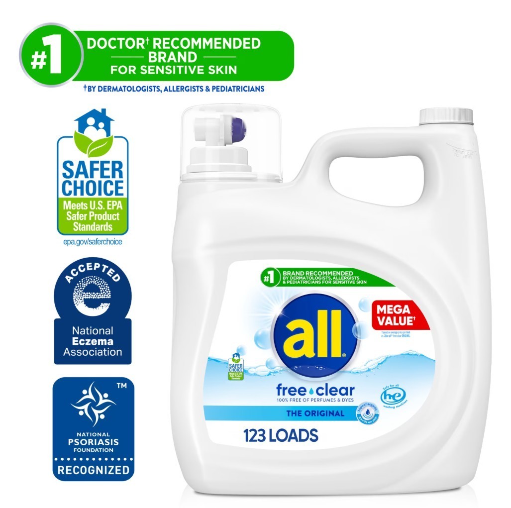 all Free Clear Liquid Laundry Detergent, 154 oz, 123 Loads