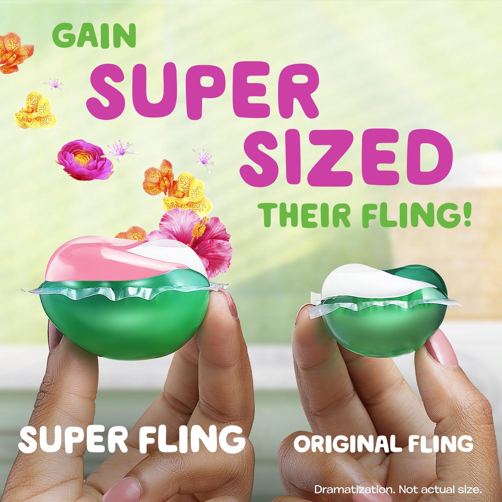 Gain Super Flings Laundry Detergent Pacs, 18 Count, Hibiscus Hula scent, irre…