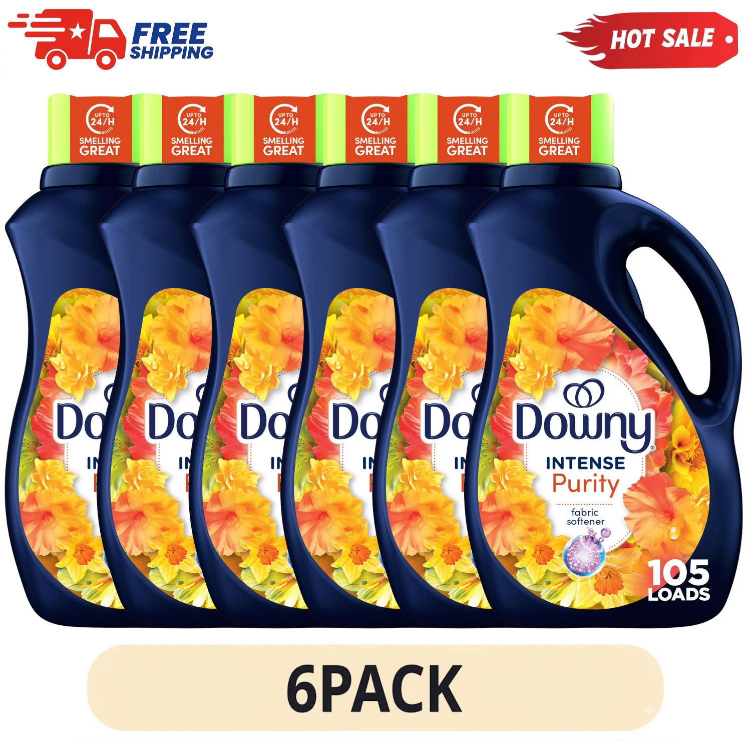 6 Pack Downy Intense Purity Liquid Fabric Softener Super Concentrated 105 Loads