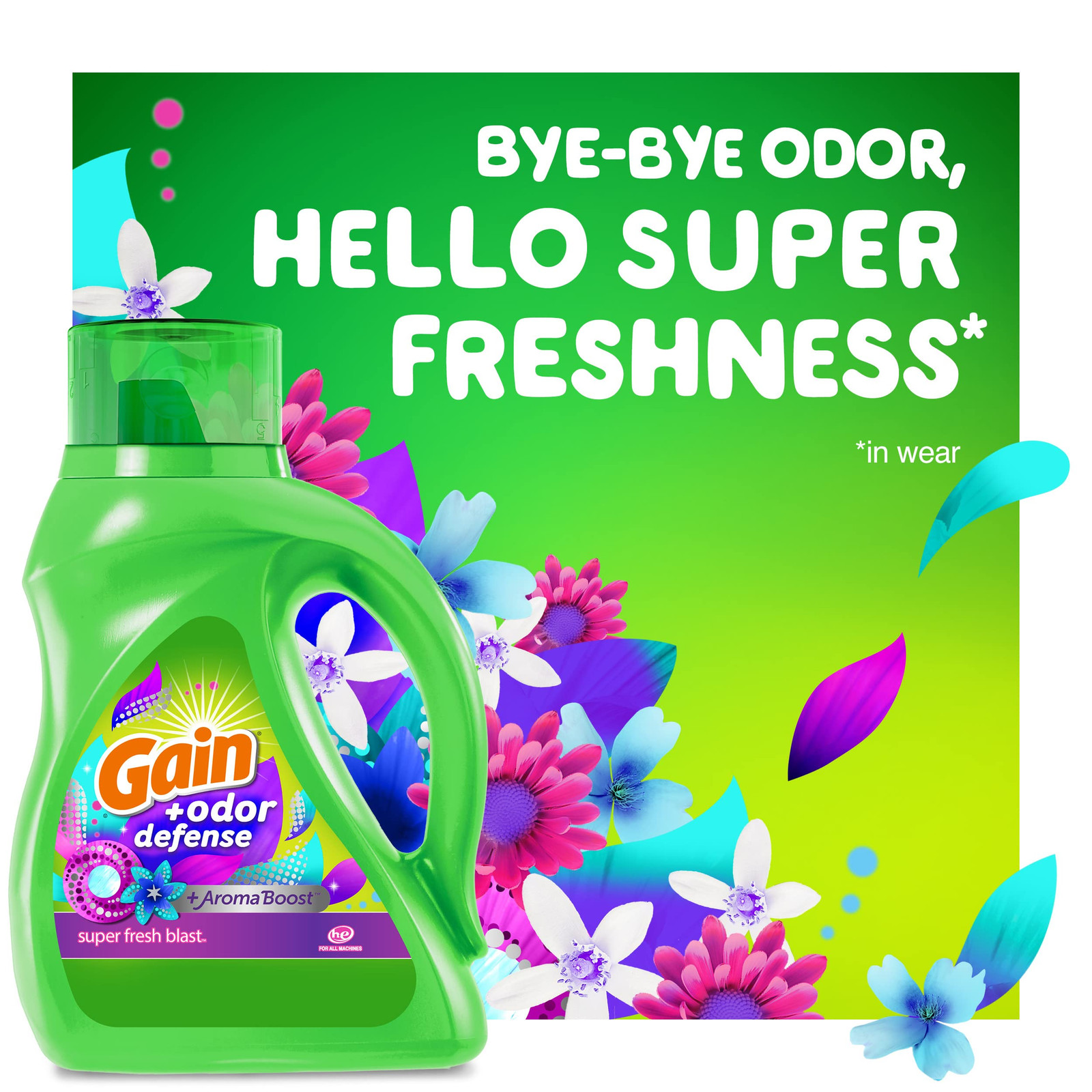 Gain Odor Defense Liquid Laundry Detergent 88 Fl Oz Super Fresh Blast Scent