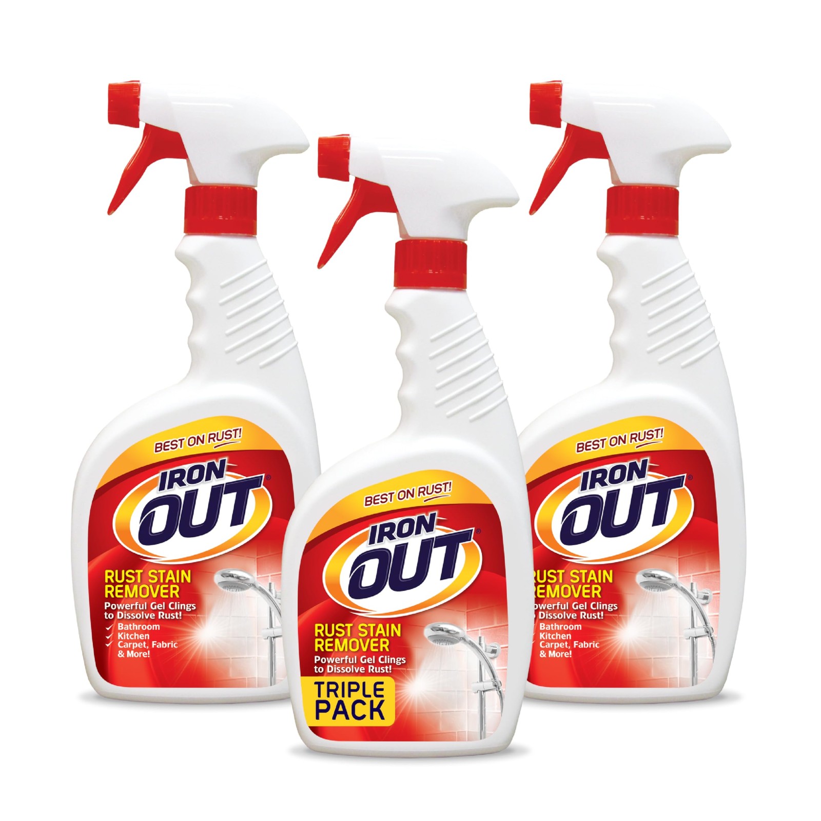 IRON OUT Rust Stain Remover Spray Gel, Removes 24 Fl Oz (Pack of 3), Clear