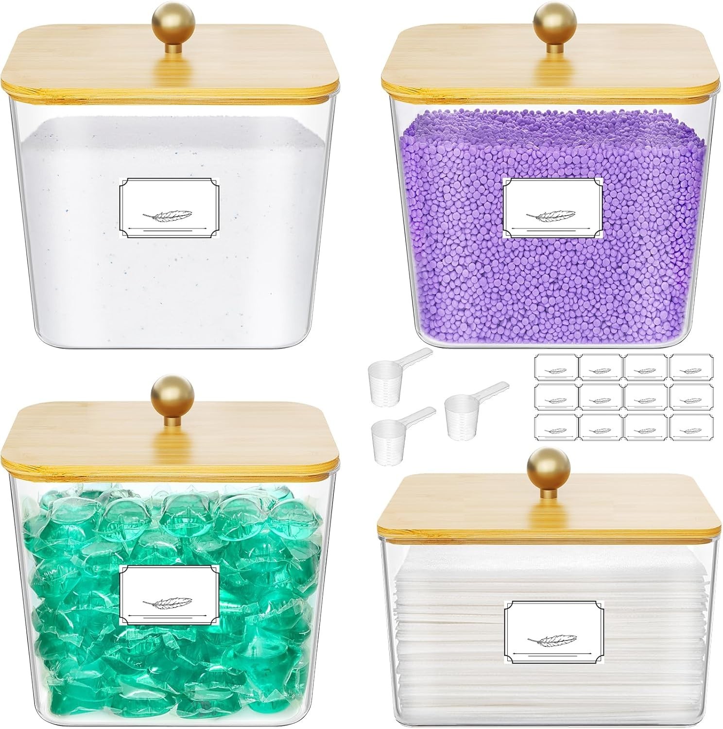 Laundry Pods Container W/ Lid Dryer Sheet Holder Room Organization Storage