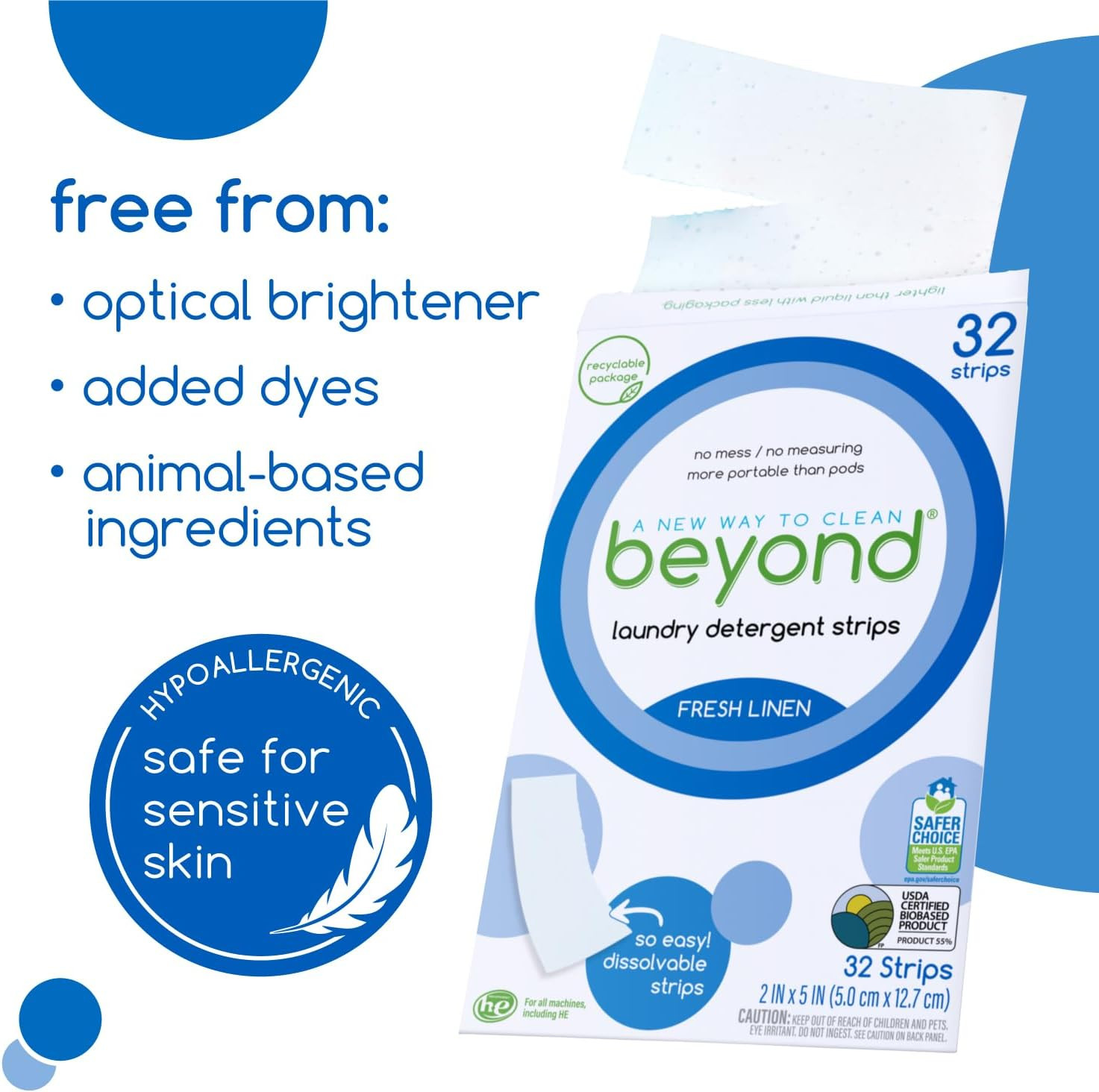 Laundry Detergent Strips [12 Packs of 32 Strips] – Fresh Linen – Eco-Friendly, H