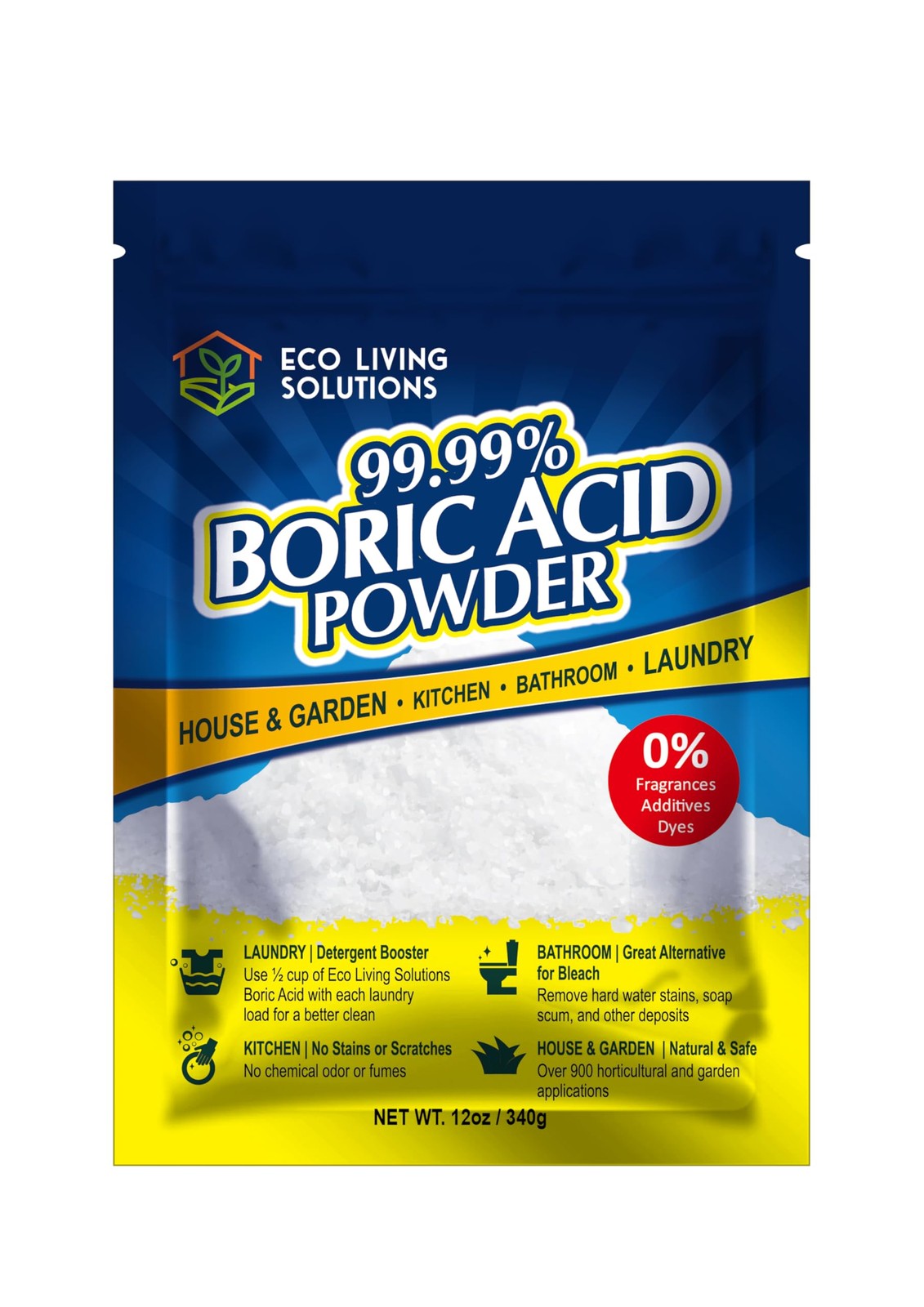 Eco Living Solutions – 99.99% Boric Acid Powder | Horticultural Garden 12Oz