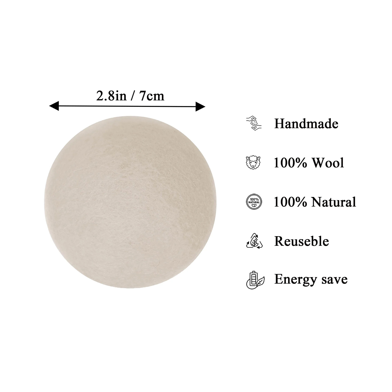 (3 Pack) 6 Wool per pack Dryer Balls XL Organic New Zealand Wool Natural