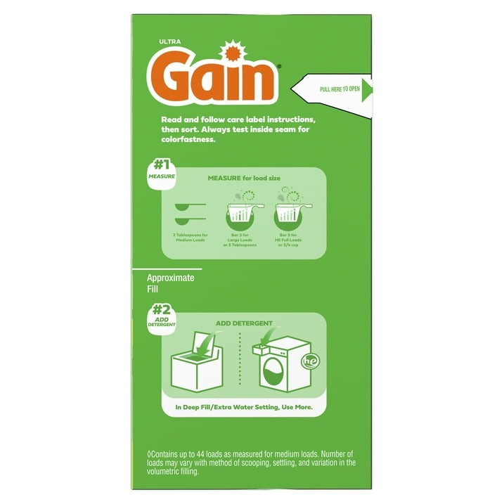 Gain Powder Laundry Detergent, Original Scent, 40 oz, 44 Loads