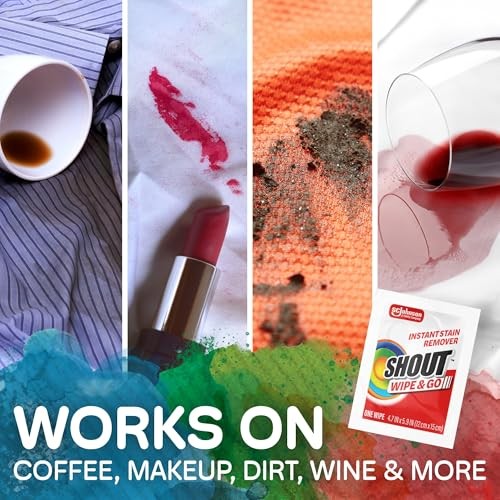 Shout Wipe & Go Instant Stain Remover Wipes – 12 Count (Pack of 6) – 72 Total