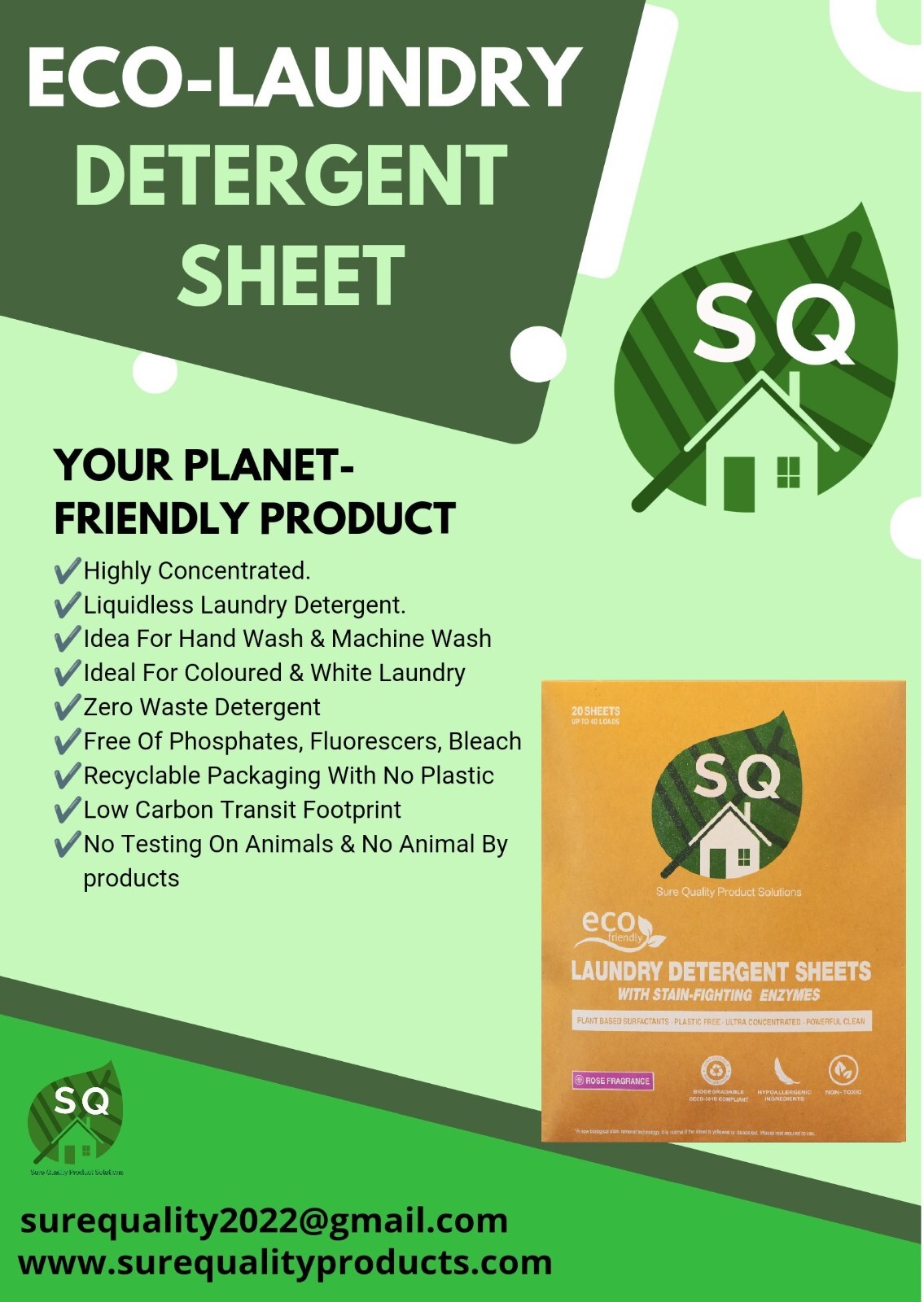 SQ Eco Laundry Strips – Rose Bush 40 loads /20 sheets (Pack of 4)