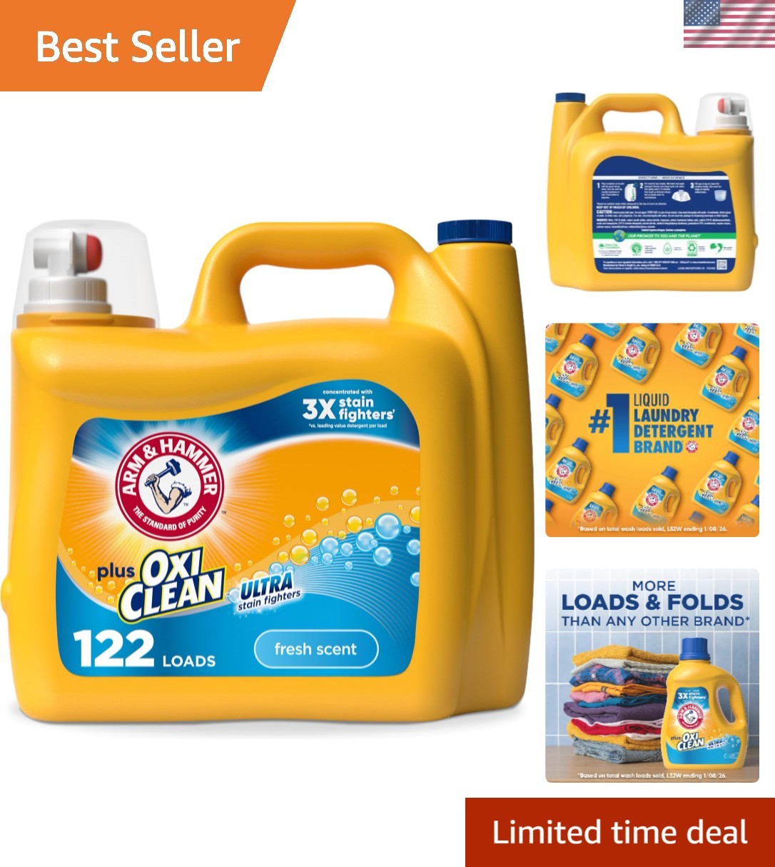 Plus OxiClean Ultra Stain Fighters Liquid Laundry Detergent | Stain Remover f…