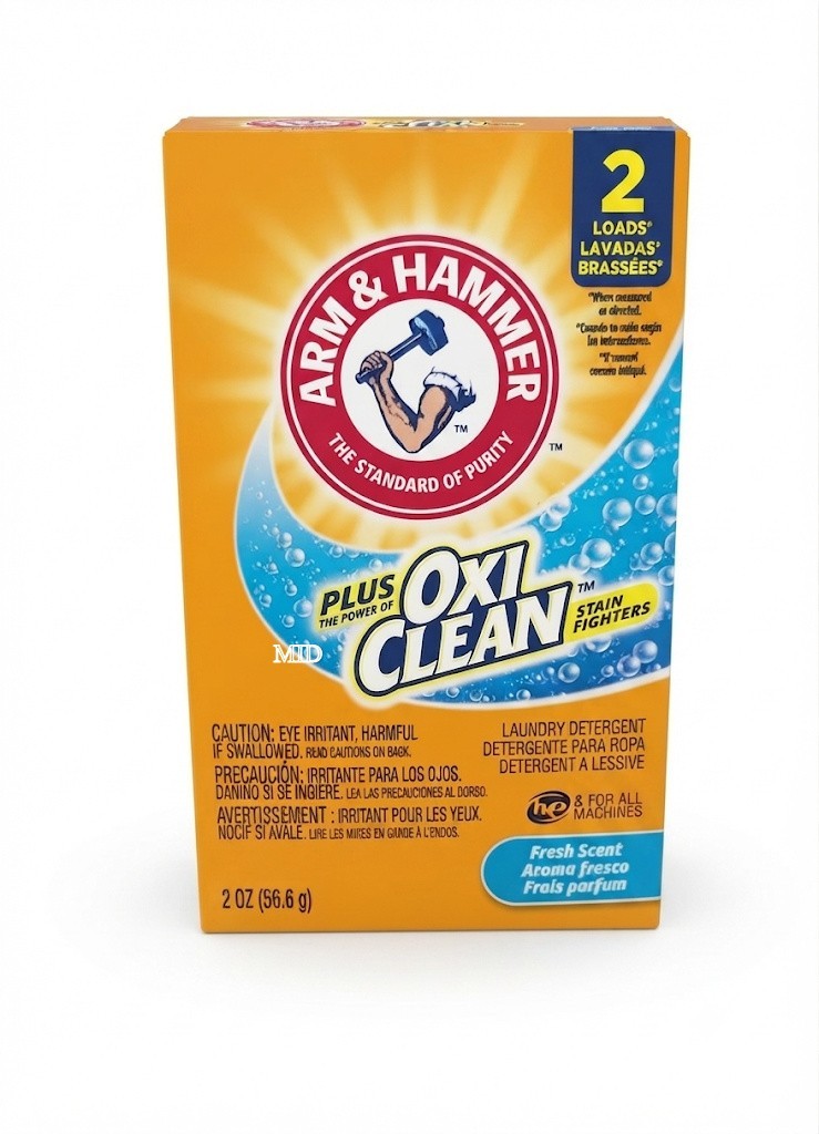 Arm & Hammer Plus OxiClean Laundry Detergent 2 oz 2 Loads Travel Size 5 Pack