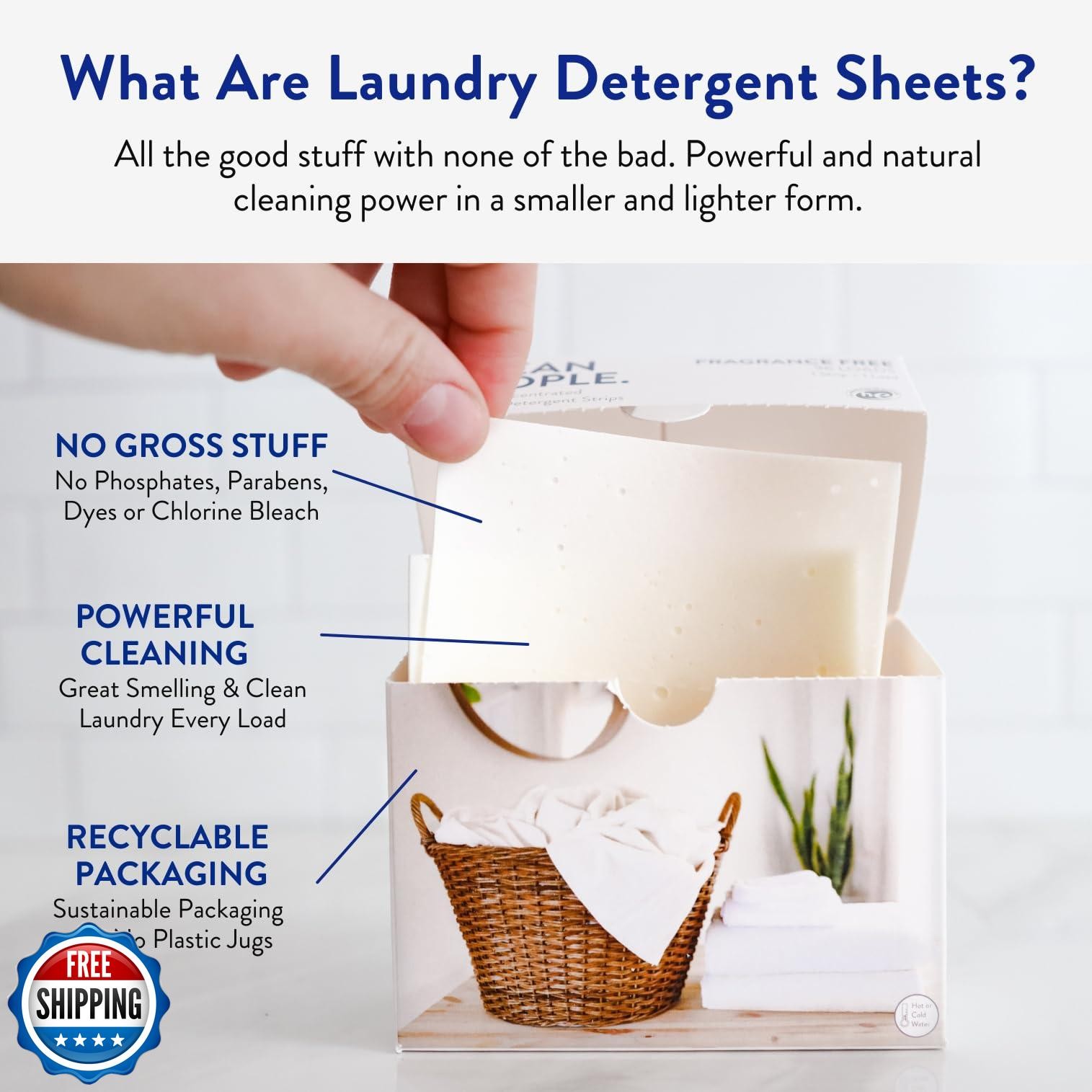 Clean People Laundry Detergent Sheets- Recyclable Packaging, Hypoallergenic,