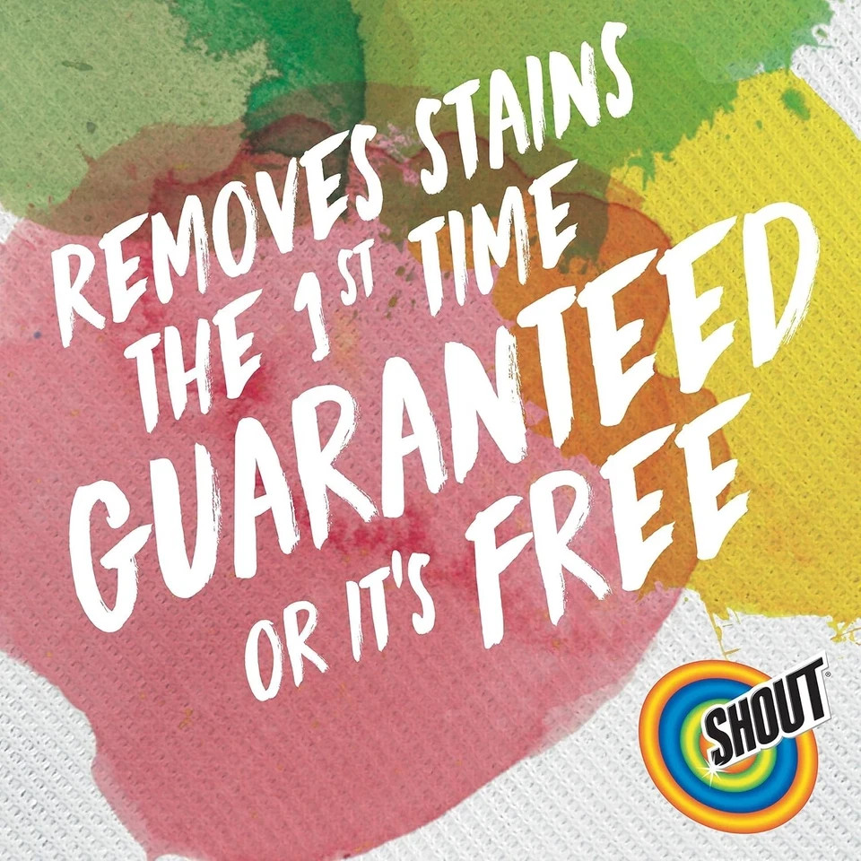 Pack of 8 Shout Active Enzyme Laundry Stain Remover Spray Triple-Acting Formula