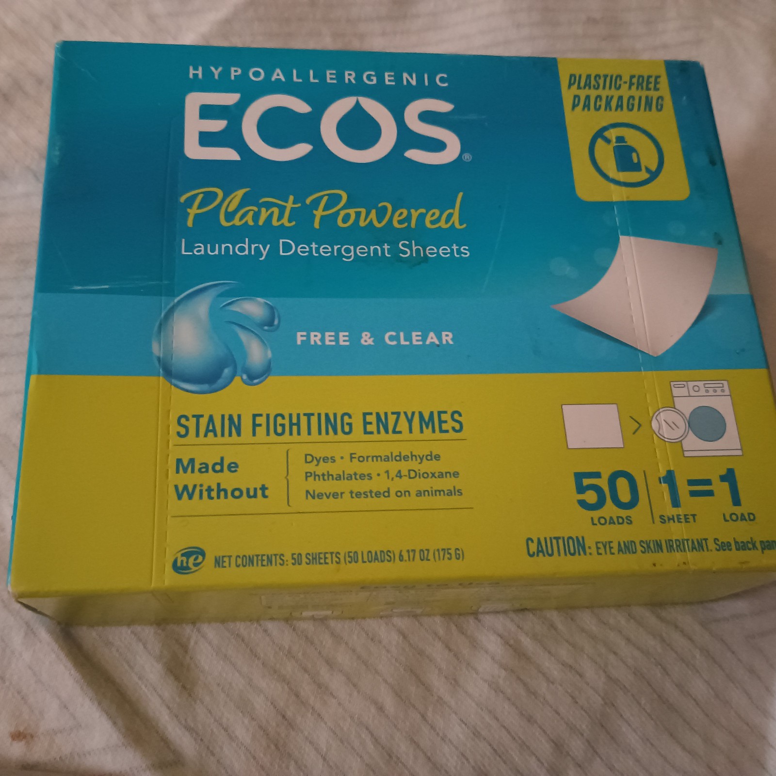Ecos®, Plant Powered Laundry Detergent Sheets, Free & Clear, 50 Sheets