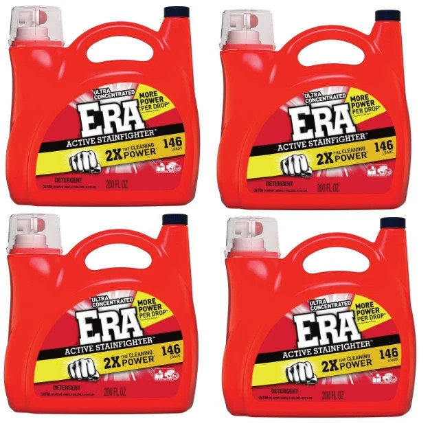 4 Pack -Era Active Stainfighter Liquid Laundry Detergent, 146 loads, 200 fl. oz.