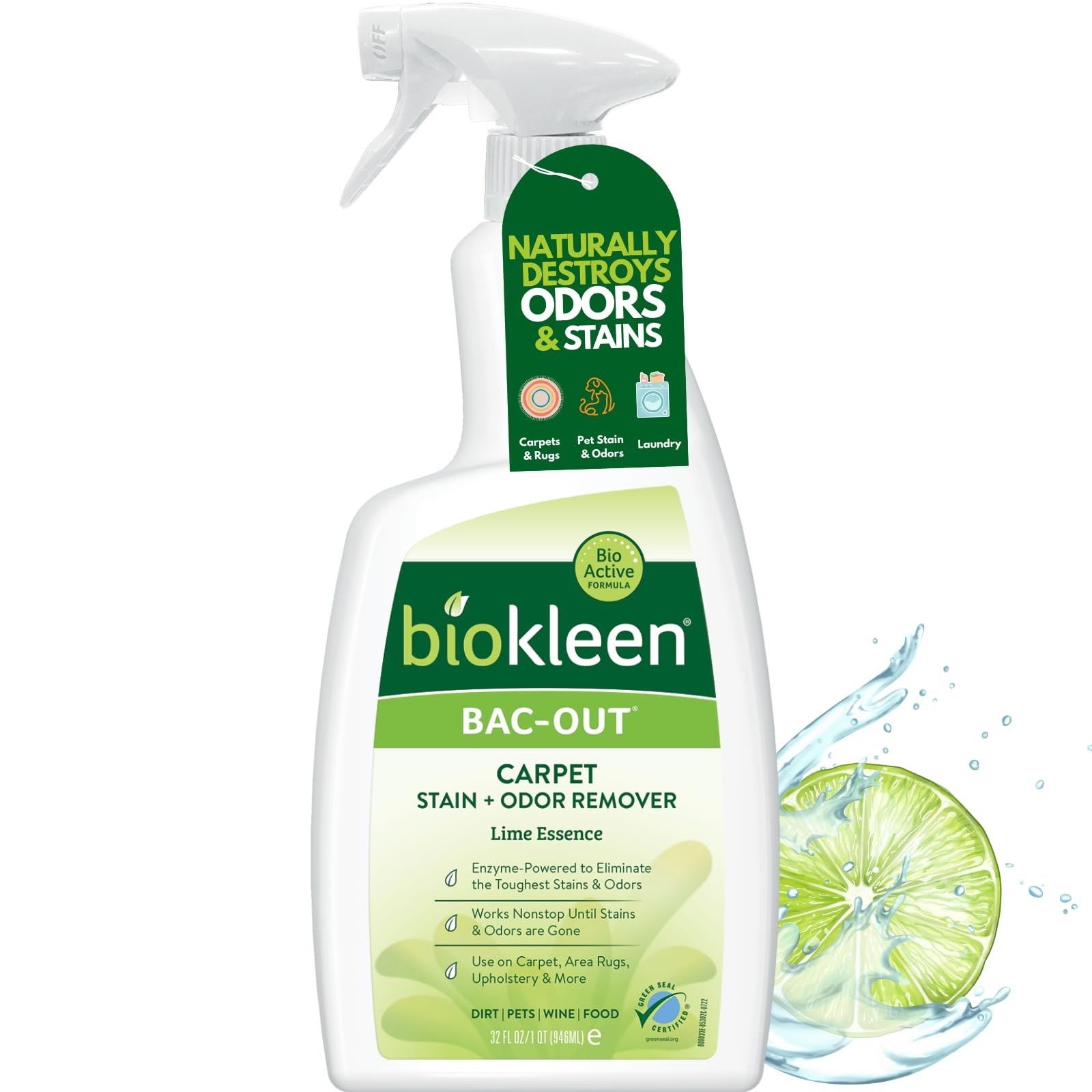 Biokleen Bac-Out 32 Fl Oz Spray (Pack of 1), Stain+odor Remover Foam