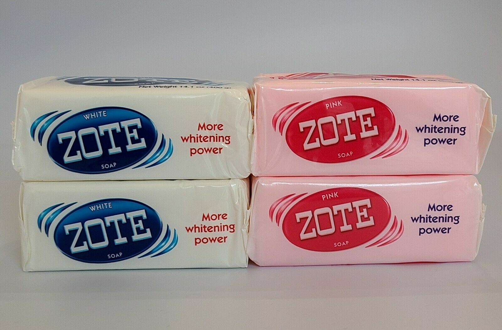 new 4 PCS PINK /WHITE ZOTE Laundry Bar Soap 14.1 OZ 400g EACH