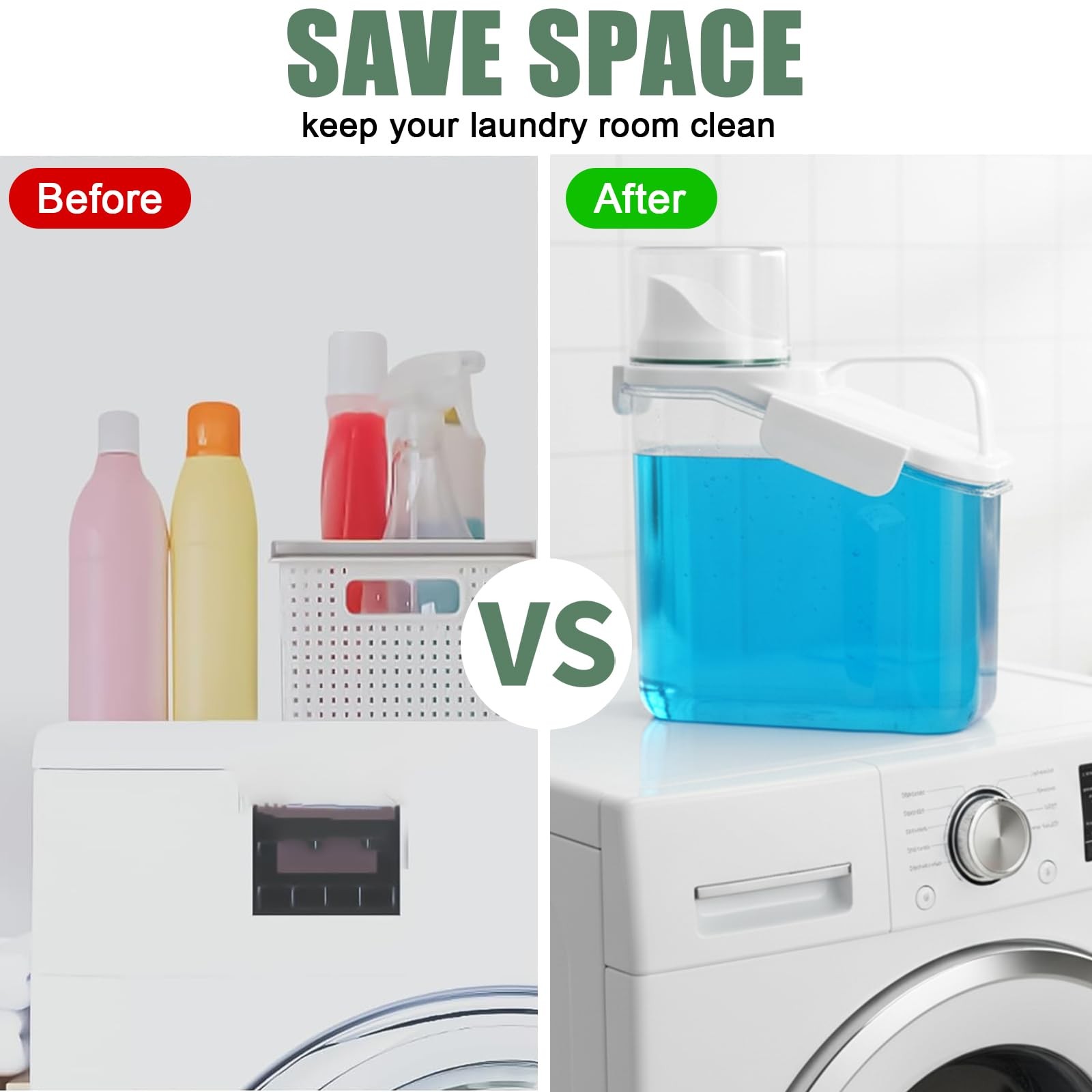 2 Pack laundry detergent dispenser, 54 oz liquid detergent container, liquid …