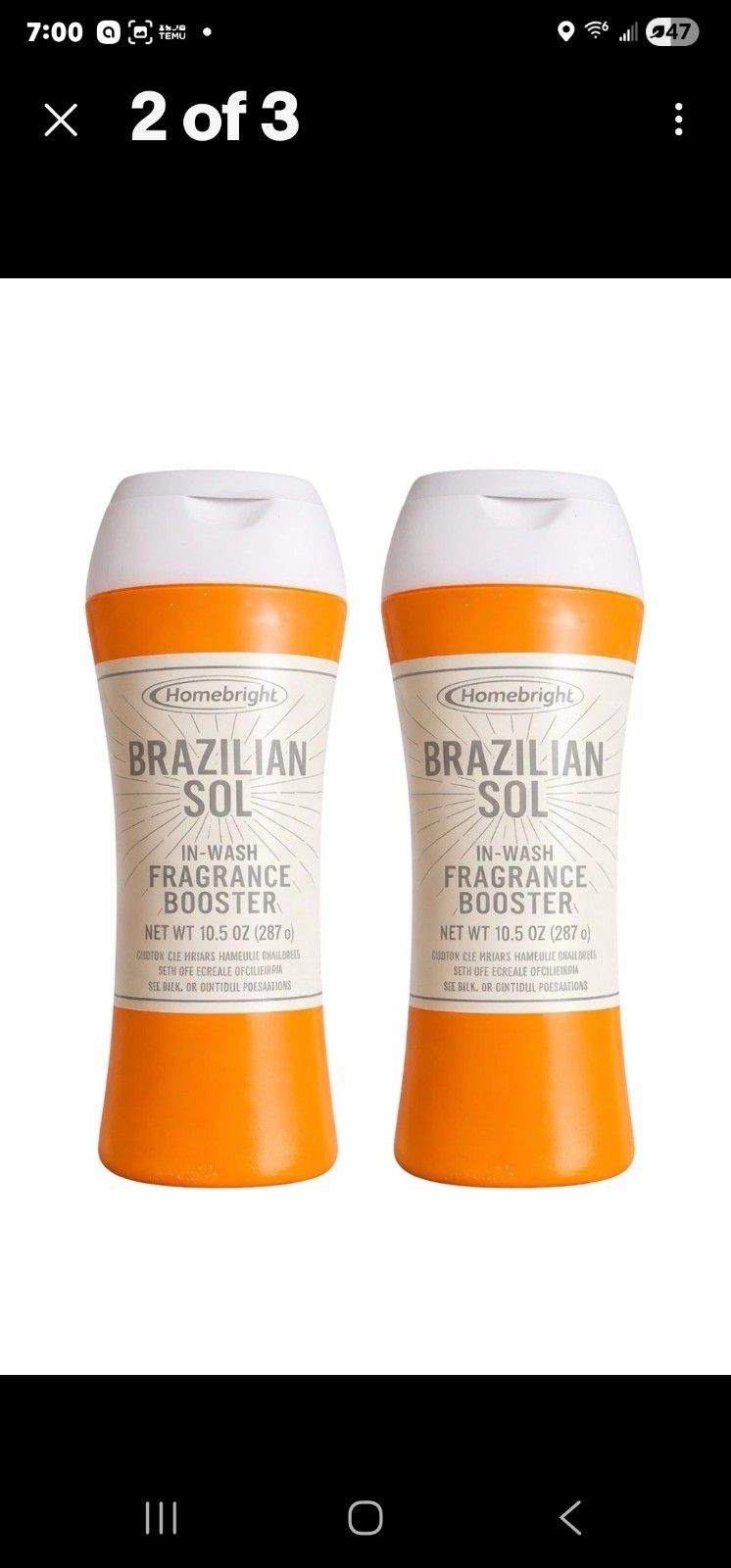 Homebright Brazilian Sol In-Wash Fragrance Booster 10 Pack 10.5 oz Fresh Scent