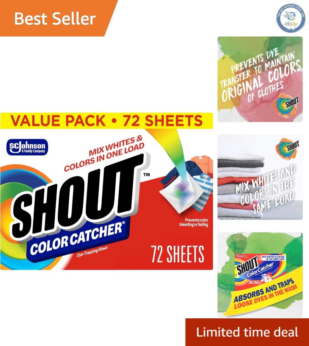 Shout Color Catchers 72 Count – Protect Clothing Colors & Save Laundry Time