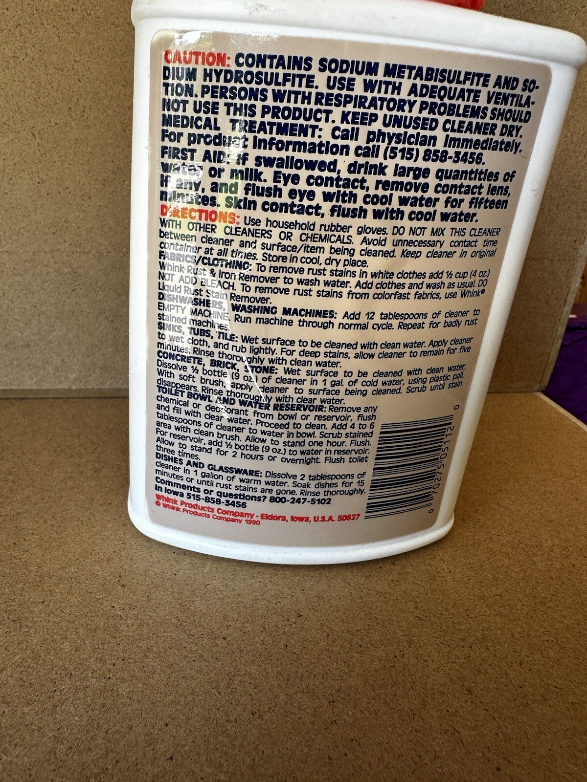 Whink Rust & Iron Stain Remover Vintage 1993 Movie Prop bottle -Almost Full.