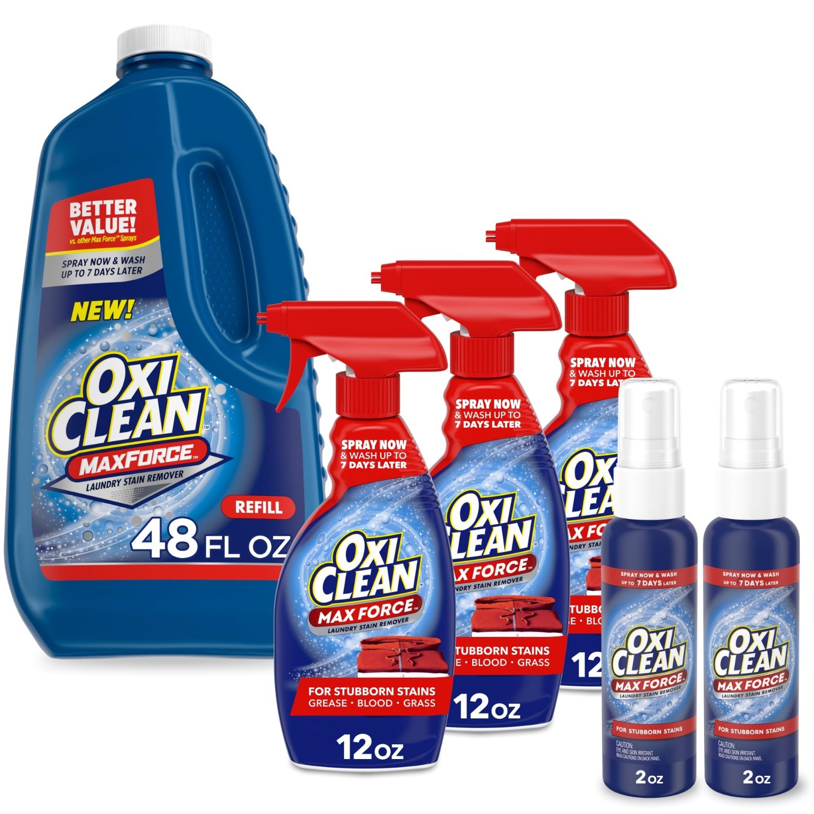 3-Pack OxiClean Max Force Stain Remover Spray 12oz + 48oz Refill & 2oz Spray