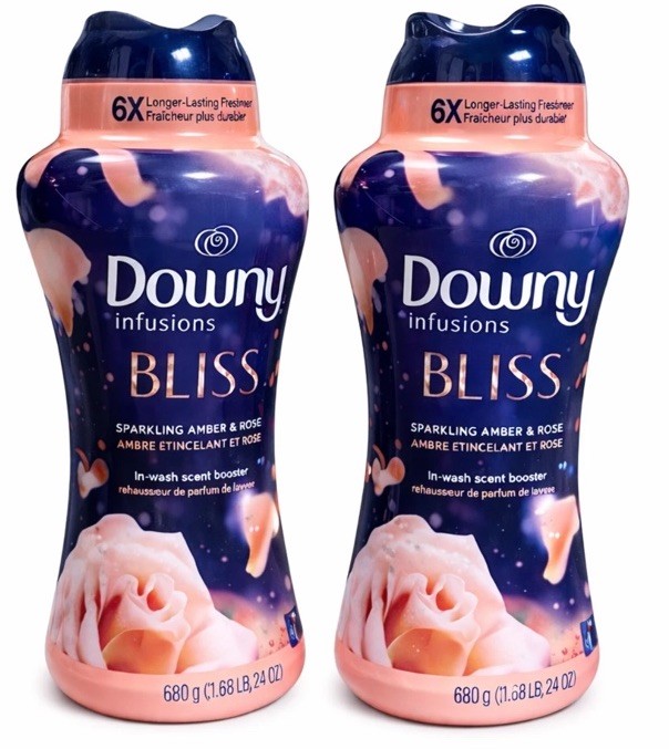 (2) 24 Oz 1.5 Lb Down Infusions Bliss Sparkling Amber & Rose Scent Booster Beads