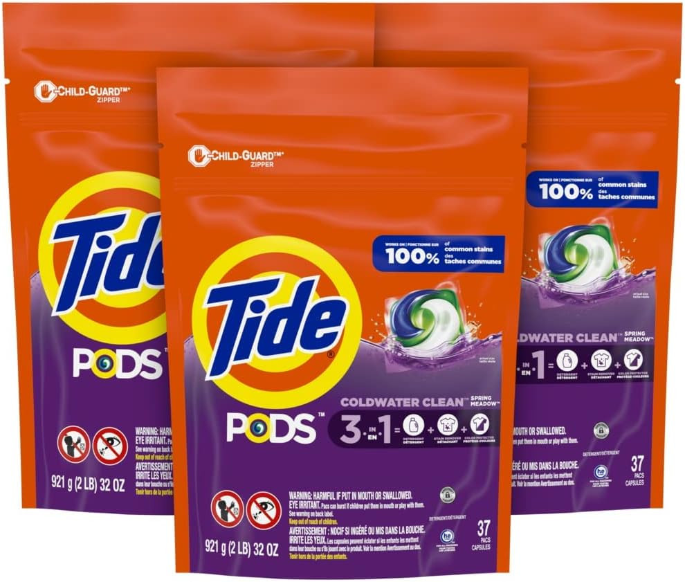 PODS Laundry Detergent Pacs, 3-In-1 Stain Remover, Odor Fighter, Color Protector