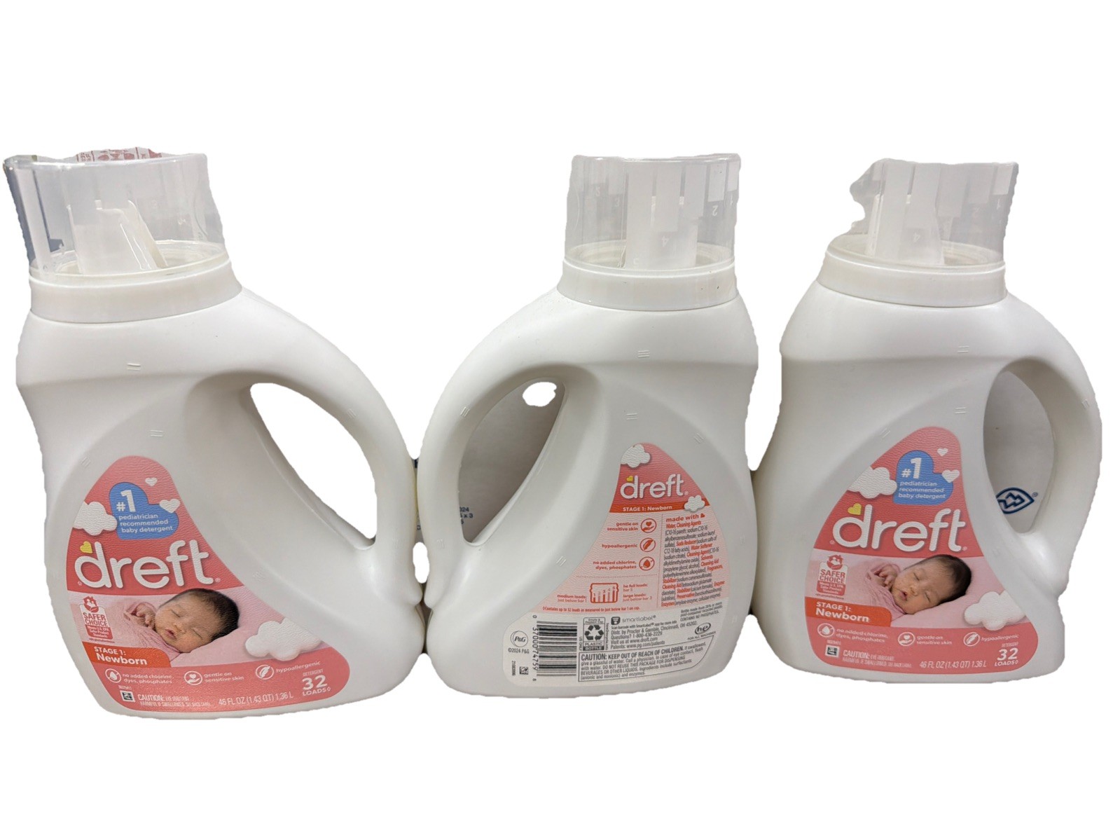 3x Dreft Stage 1 Newborn Baby Liquid Laundry Detergent, Gentle on Sensitive Skin