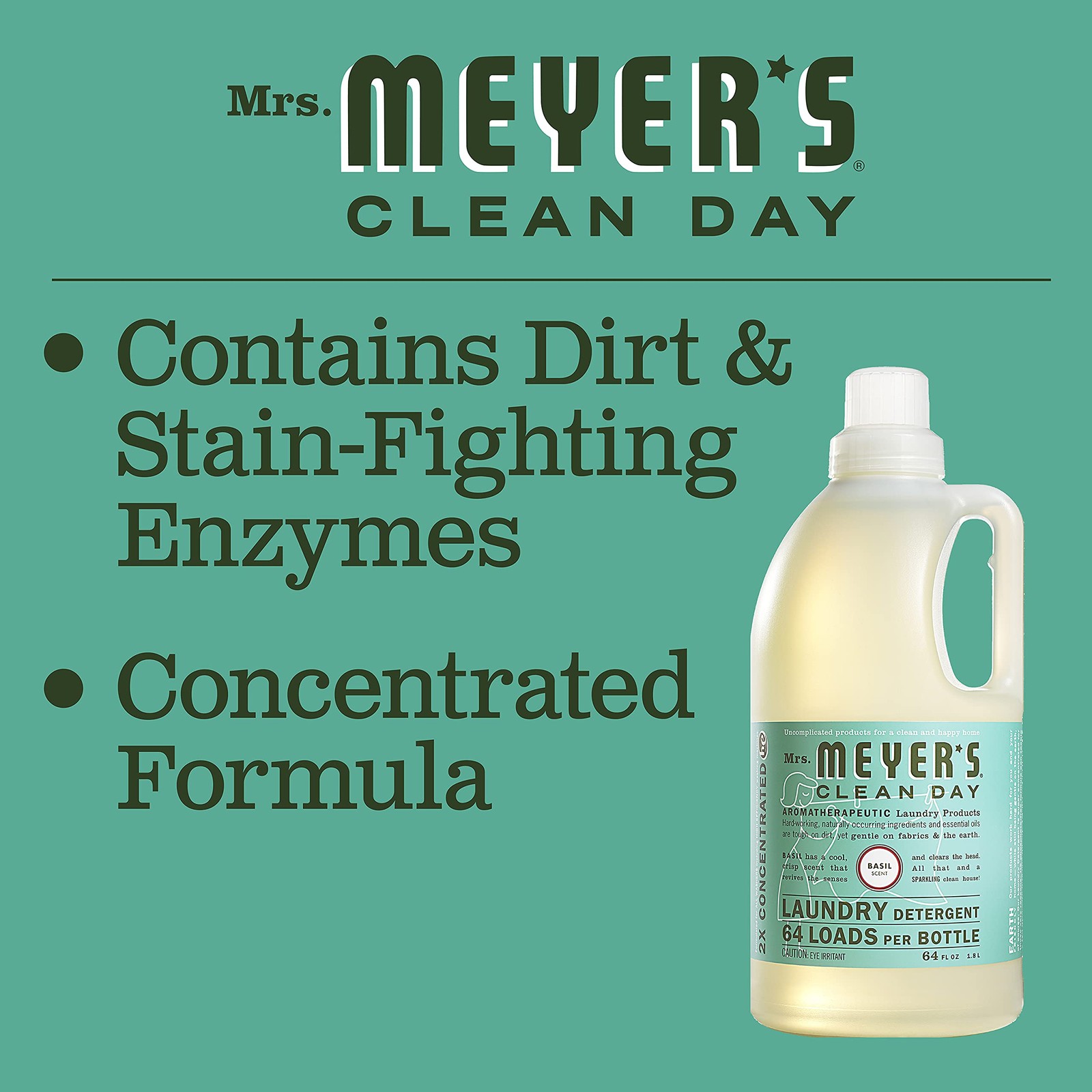 MRS. MEYER’S CLEAN DAY Liquid Laundry 64 Fl Oz (Pack of 1), 4 Pack (64 fl oz)