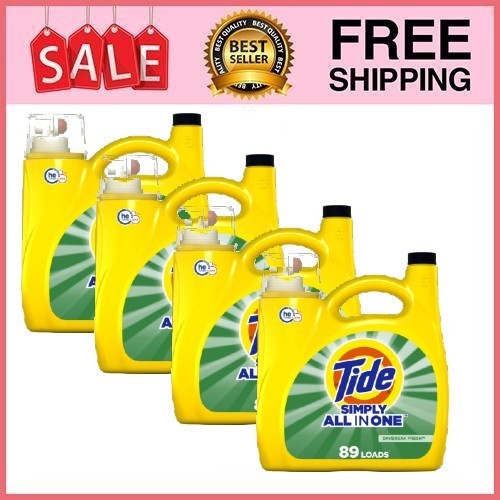 4 Pack Tide Simply Laundry Detergent Liquid, Daybreak Fresh, 117 fl oz Pk