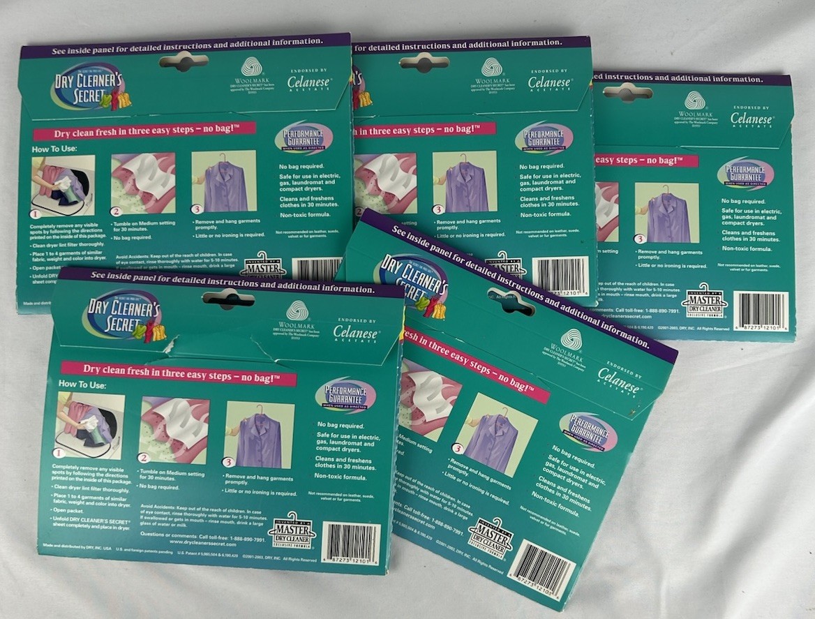 Dry Cleaners Secret 5 Sheets Total Dry Clean At Home NEW Vintage 2003