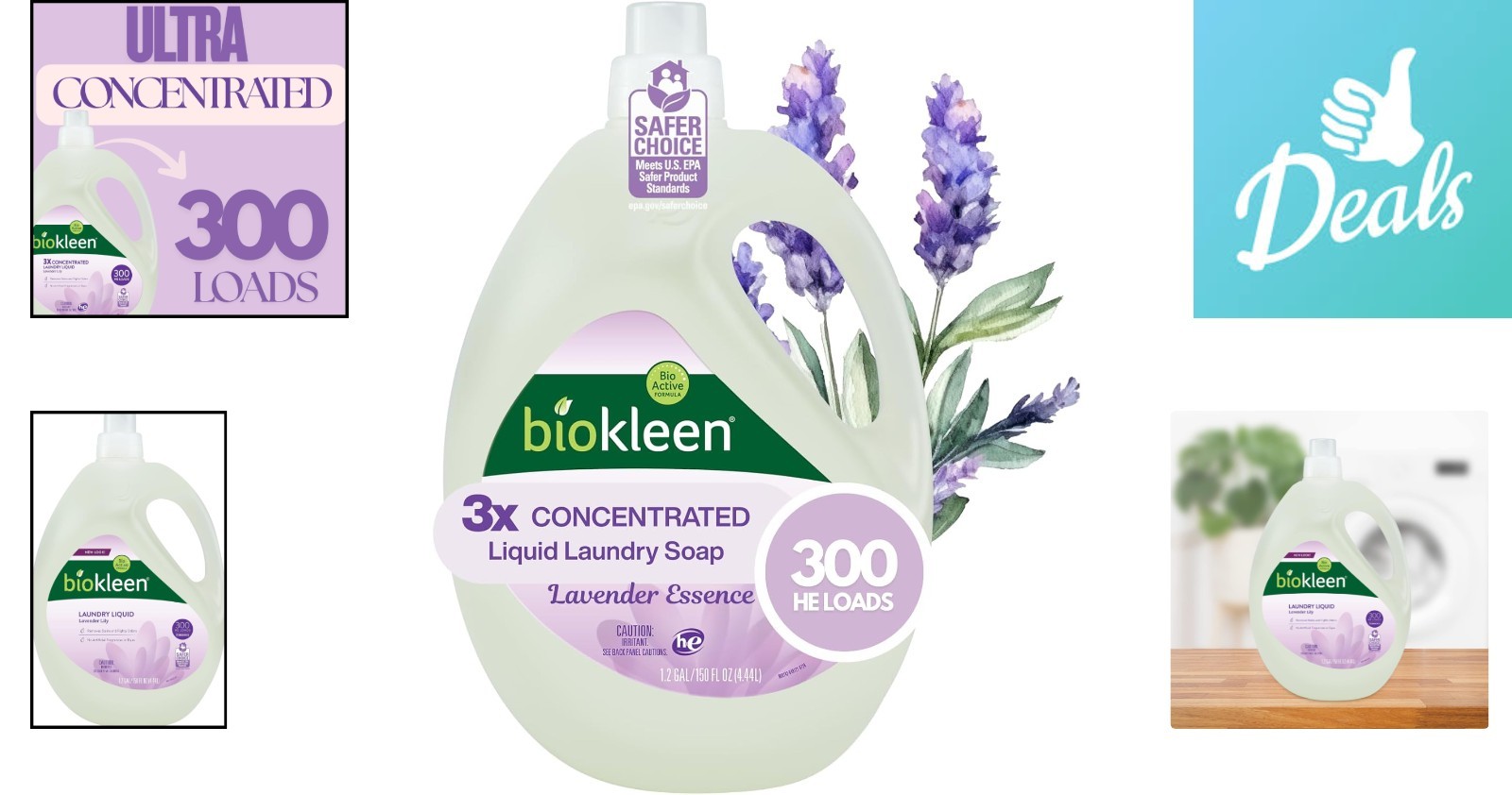 Gentle Laundry Detergent, 300 Loads – Eco-Friendly Liquid with Lavender Essence