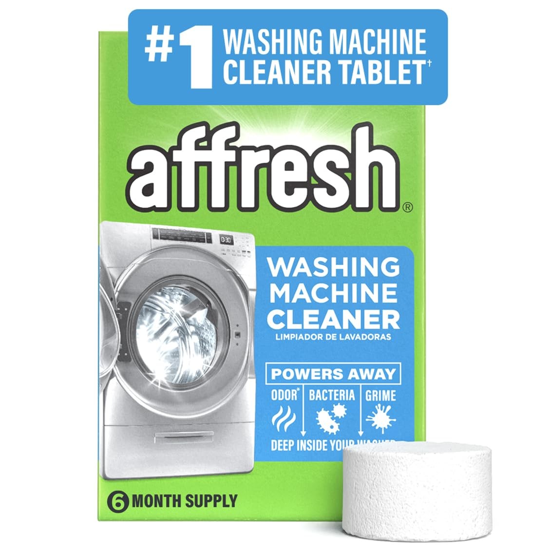 Affresh Washing Machine Cleaner, Helps Power Away 6 Count (Pack of 1), White