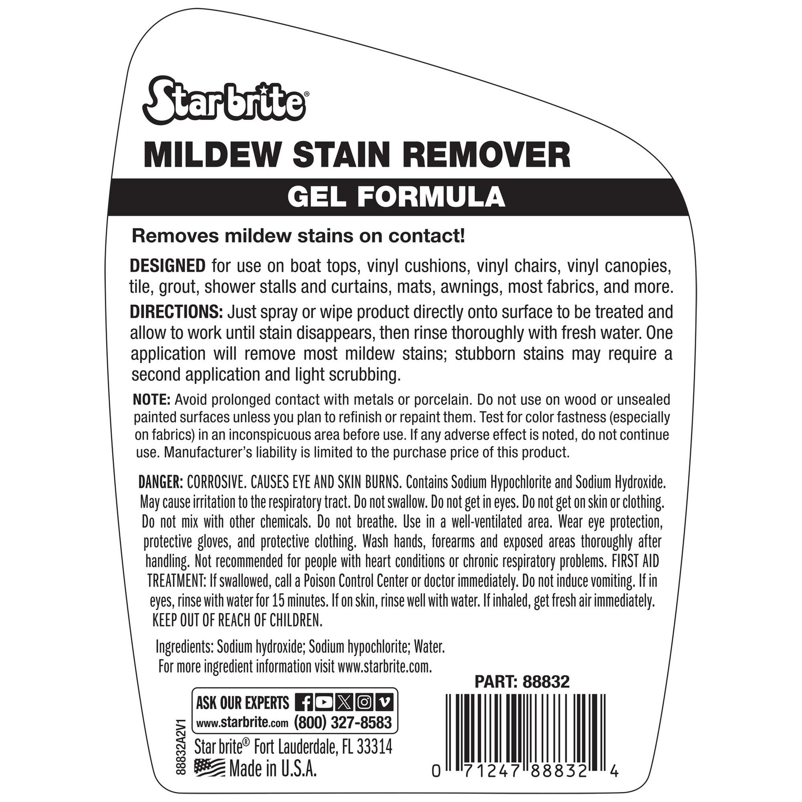 STAR BRITE Mildew Stain Remover Gel Formula for Boats, 32 Fl Oz (Pack of 1)