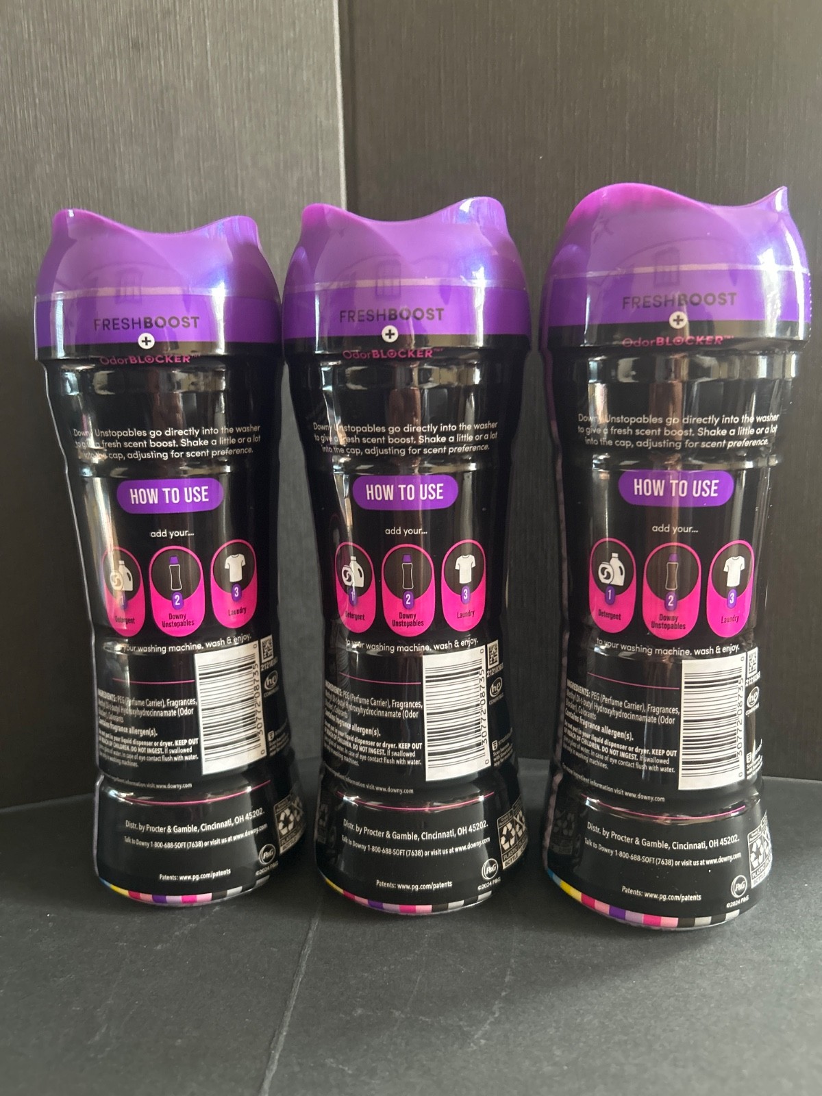 Downy Unstopables In-Wash Lush Laundry Scent Booster Beads Lot of 3 9.1 oz each