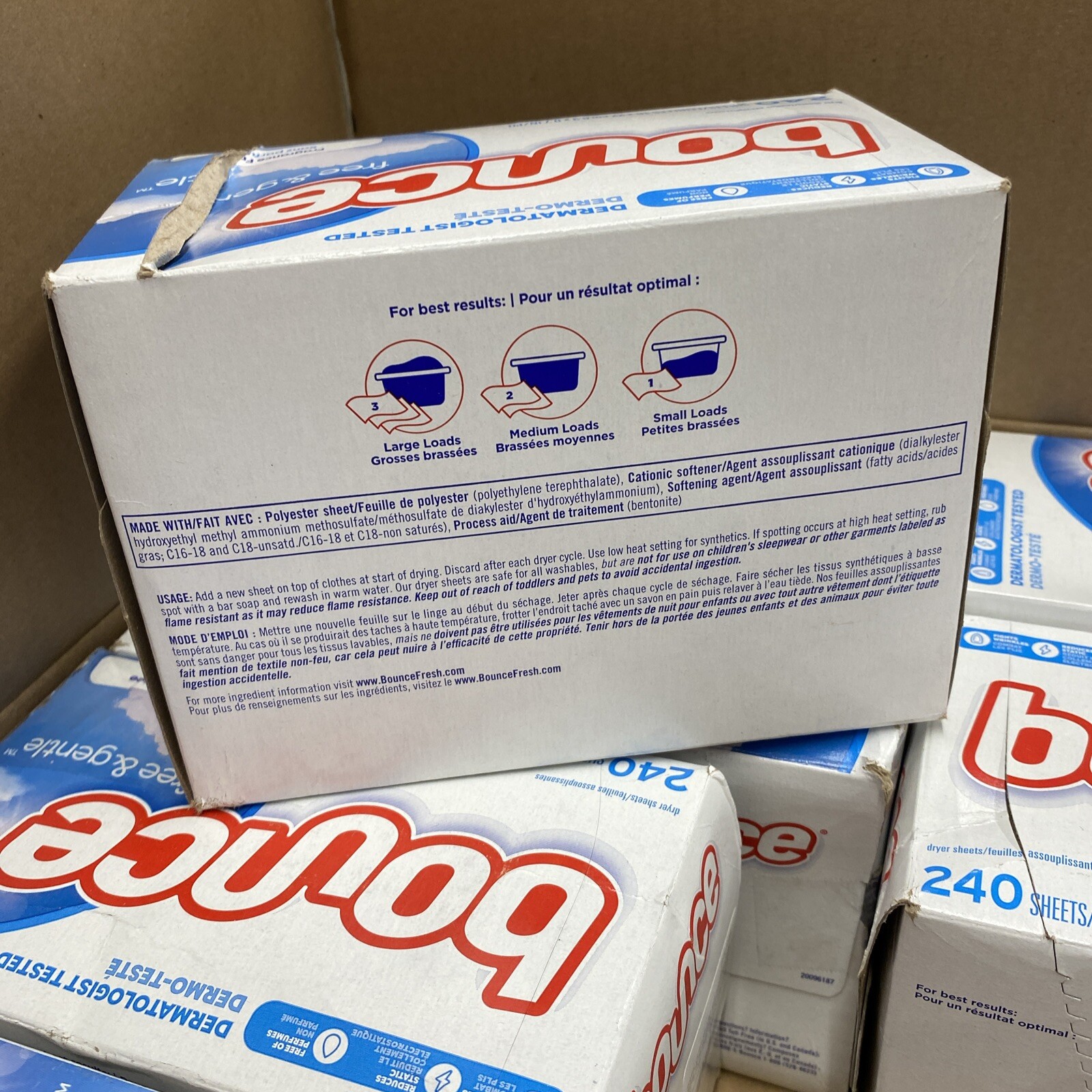 8X Bounce Free & Gentle Dryer Sheets Fragrance Free 240 Sheets Each -Damaged Box