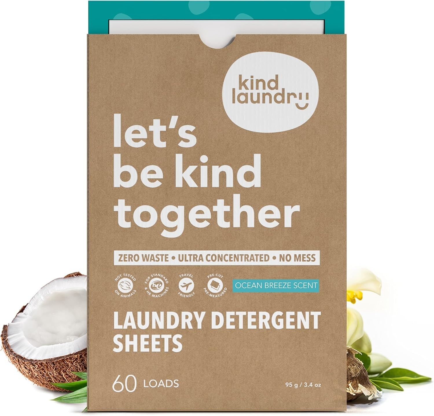 Detergent Sheets, Ocean Breeze Scent, Non-Toxic, 60 Loads | EWG Verified, Pla…