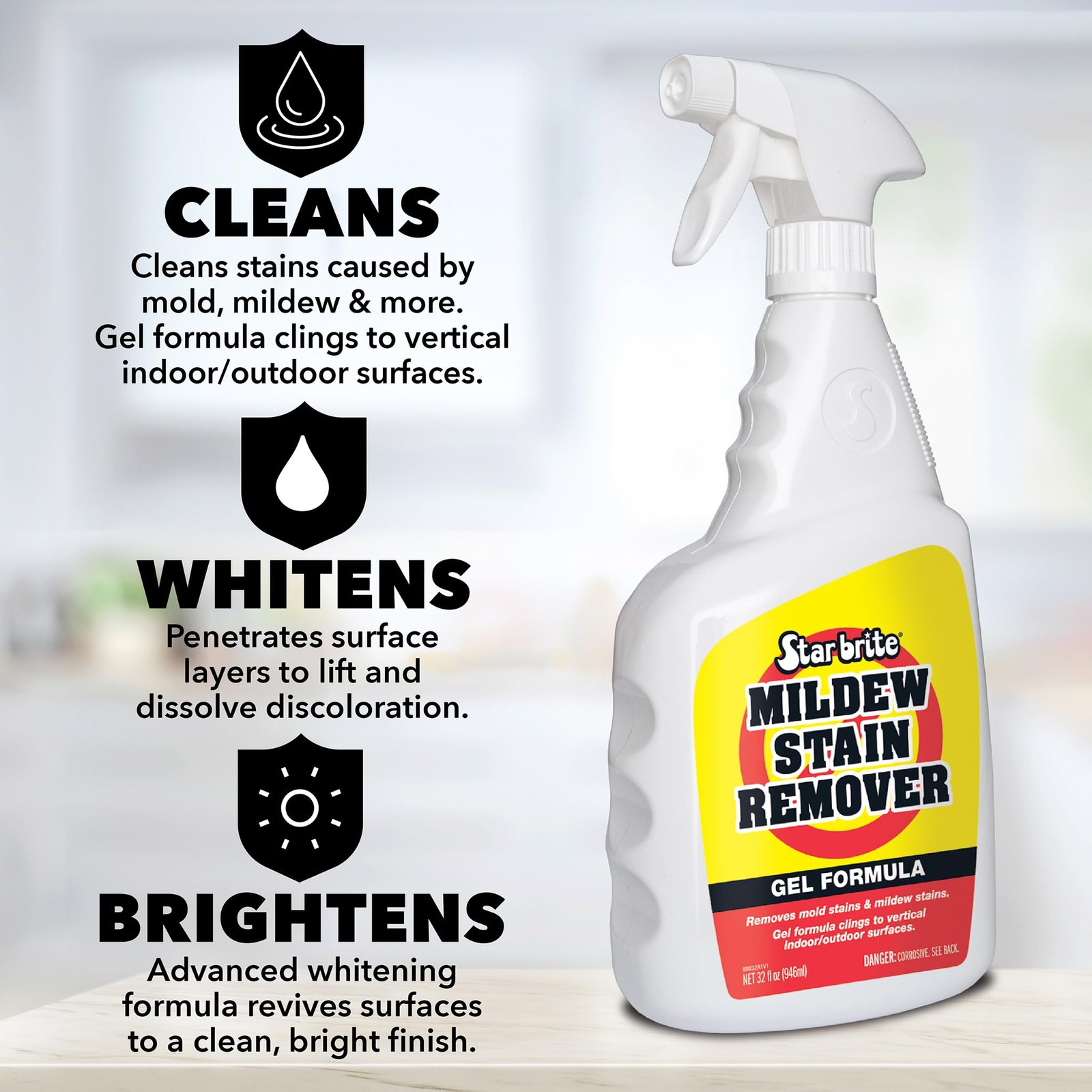 STAR BRITE Mildew Stain Remover Gel Formula for Boats, 32 Fl Oz (Pack of 1)