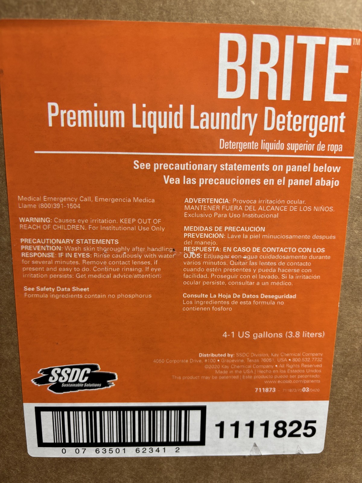 BRITE Premium Liquid Laundry Detergent 1 Gal Commercial Grade