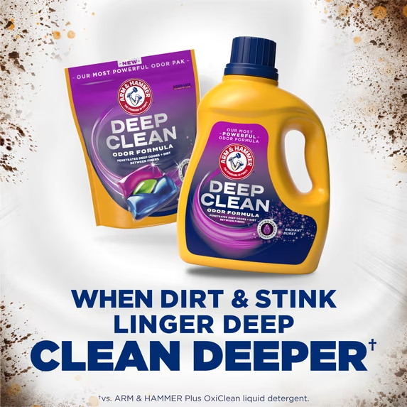 ( 2 ) Pak ARM & HAMMER Deep Clean Odor Formula Liquid Laundry Detergent,75 Fl Oz