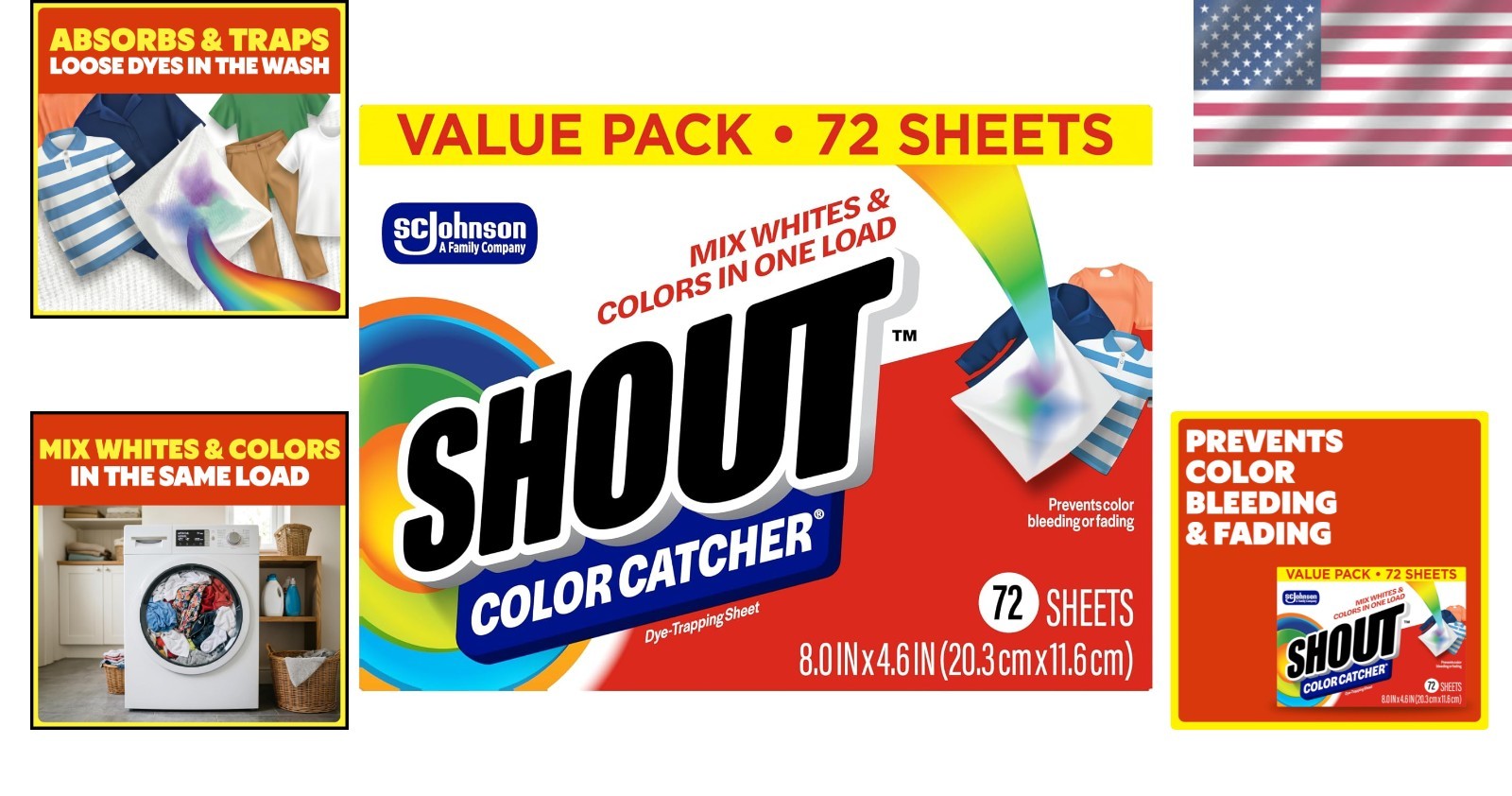 Shout Color Catcher Laundry Sheets – 72 Count to Preserve and Protect Colors