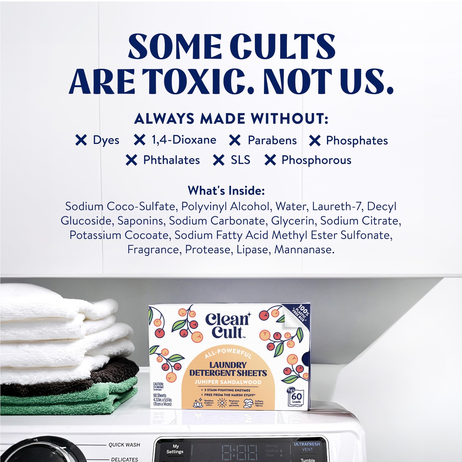 Cleancult Laundry Sheets Juniper Sandalwood 60 Loads Pack of 2