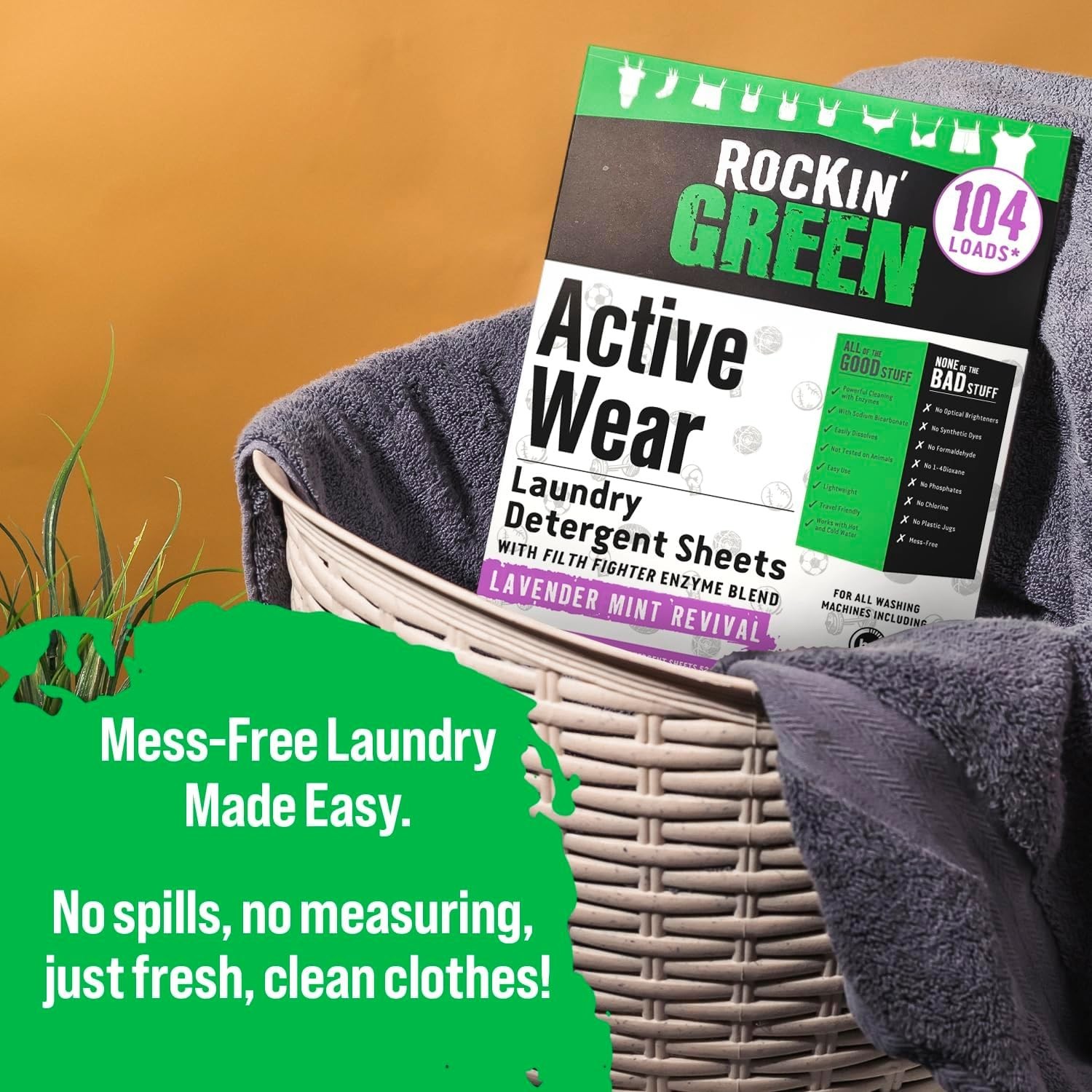 Dye Free & Chemical Free Laundry Sheets – 104 Loads of Lavender Mint Freshness