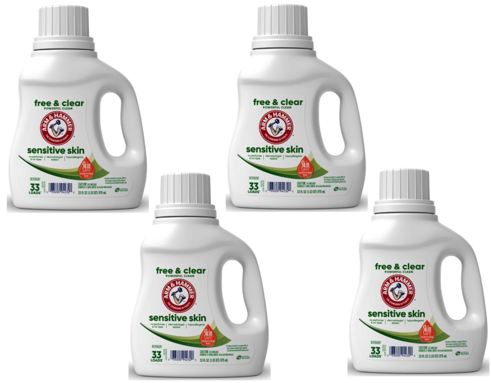 ARM & HAMMER Sensitive Skin Detergent, 33 fl oz – 4 Pack