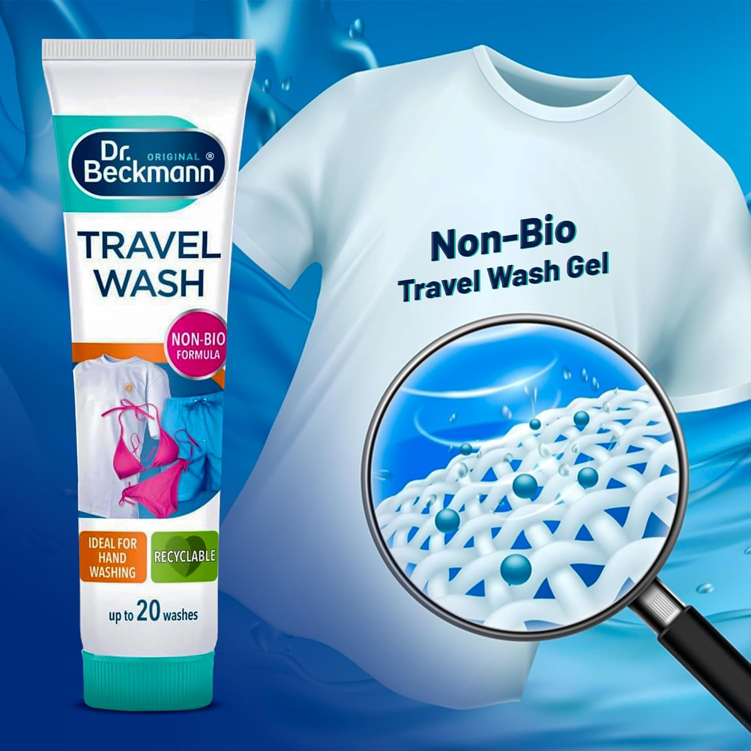 Dr Beckmann Travel Wash Non Bio Laundry Detergent 100ml / 3.38oz (Set Of 3)