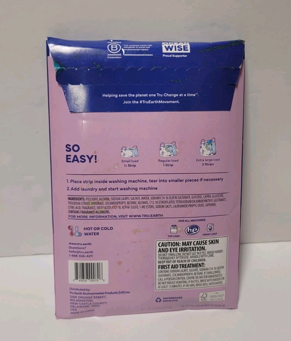 Tru Earth 64 Strips Up To 128 Loads Of Laundry, Detergent Eco-Strips – Lilac