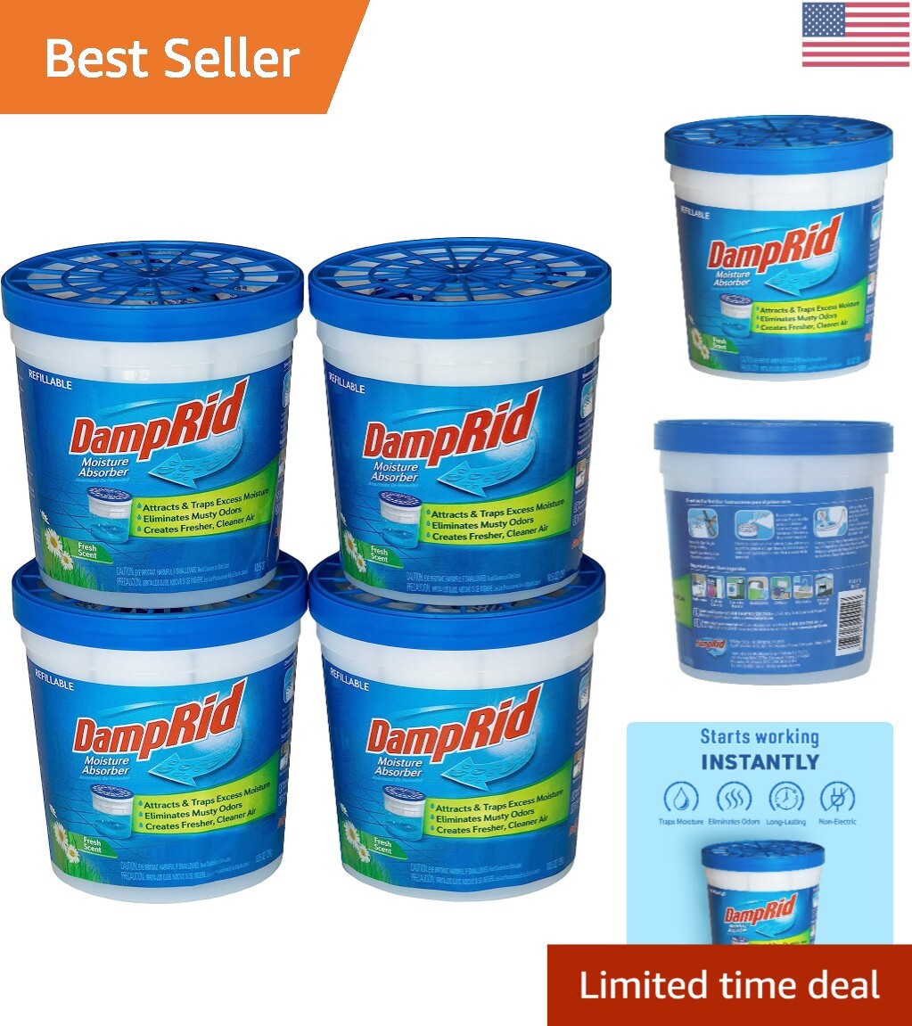 Refillable Moisture Absorber Cups, Portable & Odor Eliminator, 10.5 oz., 4-Pack