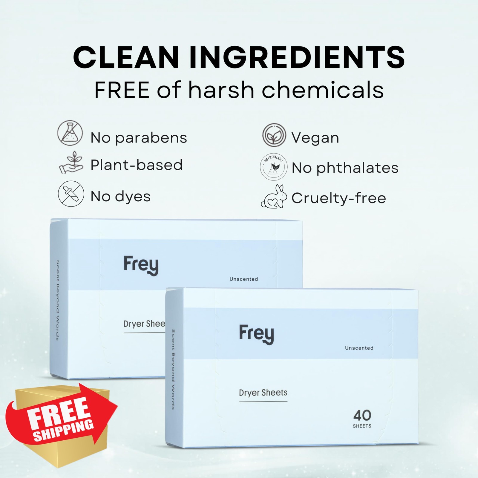FREY Dryer Sheets Unscented 40 Count Fragrance Free