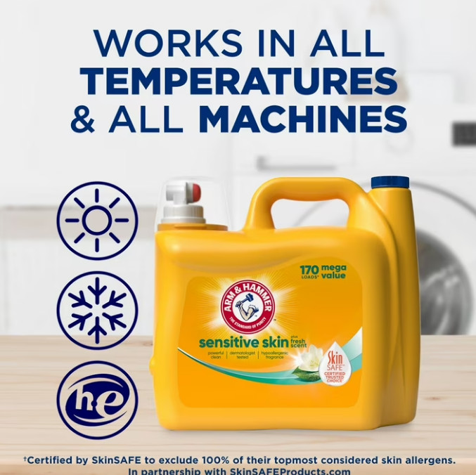 3 Pack ARM & HAMMER Sensitive Skin Fresh Scent, Laundry Detergent, 170 fl oz Pk