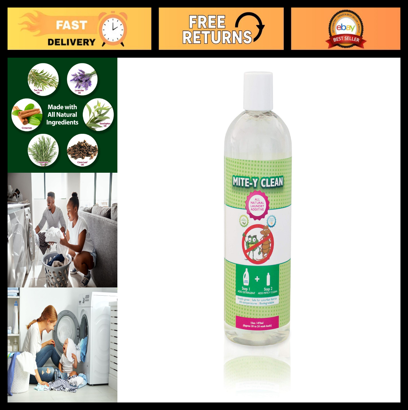 All-Natural Laundry Additive – 16 Fl Oz, Eco-Friendly Stain Remover & Freshener